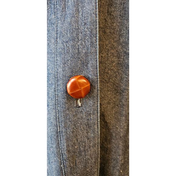 Vintage KORS -Michael Denim Blazer Jacket Leather Buttons Made in Italy Women 10 - Picture 2 of 12